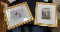 Lot of two gold framed prints - matted and framed