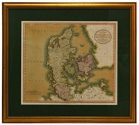 FRAMED MAP, A NEW MAP OF THE KINGDOM OF DENMARK