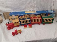 Wooden Christmas Train w/ Box, Missing Pieces