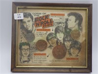 Coins of the Rock-N-Roll years, framed