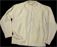 Vintage Beaded Angora Wool Lined Cardigan