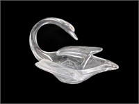 Glass Swan Candy Dish marked France