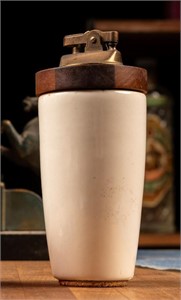 Mid Century Wood and Ceramic Lighter