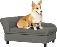PawHut Pet Sofa w/ Storage, Small/Med, Gray