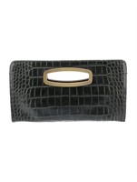 Couture Green Animal Print Gold-tone Hdw Clutch