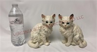 Lefton White Persian Cat Figurines ~ 6.25" tall