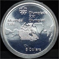 1973 Canada $5 Olympic Silver Dollar in Capsule