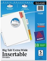 NEW- Avery 11220 Extra Wide Insertable 5 Dividers