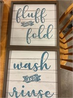 Two 13 x 13 wall decor signs