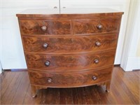 ENGLISH 5 DRAWER CURVED FRONT DRESSER 1840S