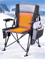 Heated Camping Chair w/ Cooler, Heats Back and Sea
