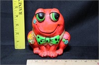 MId Century Pink Kitschy Hippie Frog Coin Bank