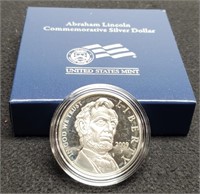 2009 Proof A. Lincoln Comm. Silver Dollar w/