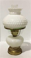 Vintage milk glass hobnail electric table lamp