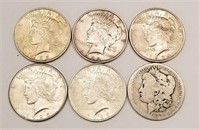 5 Peace Dollars; Pre-1921 Morgan