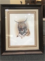 Framed Kentucky Wildcat by Jim Oliver, signed by