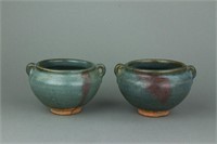 Pair Yuan Style Chinese Jun Yao Porcelain Censers