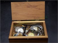 Wooden Box With Watch Contents