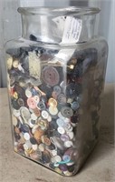 Large 9 1/2" Tall Jar Full of Assorted Buttons!