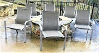 Six Umbrellas Stacking Patio Chairs