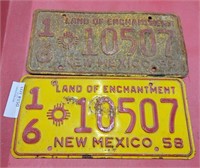 PAIR OF 1958 NEW MEXICO LICENSE PLATES