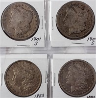Coin 4 Morgan Silver Dollars 01-S, 04-S, 83-O, 84P