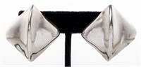 Tiffany & Co. Silver Modern Domed Square Earrings