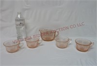 Pink Depression Glass Creamer & Cups
