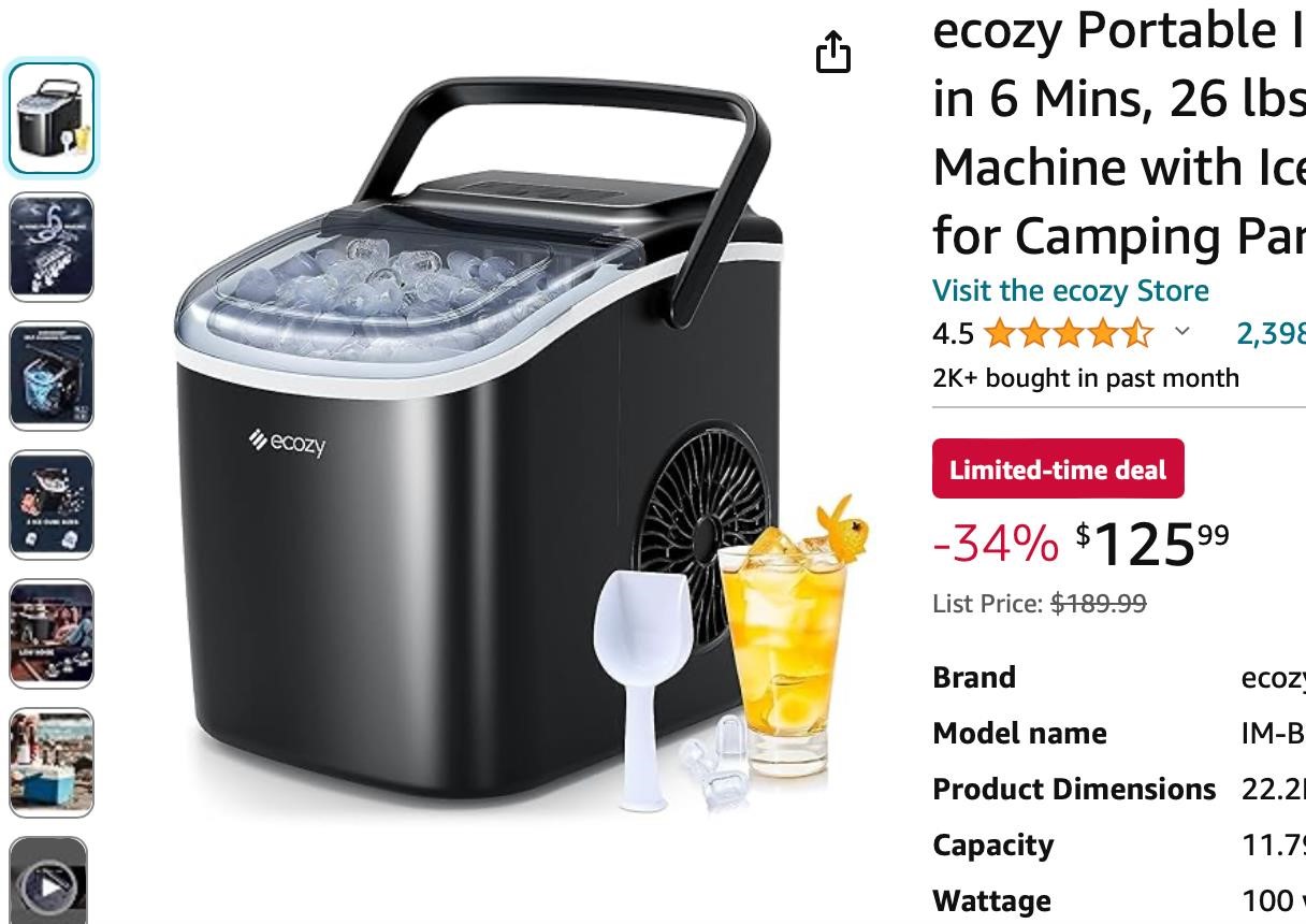 ecozy Portable Ice Maker Countertop, 9 Cube