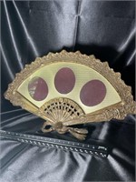 Heavy Brass Ornate Gilded Fan Photo Frame