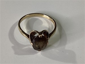 Vintage 9K Gold Smoky Topaz Ring