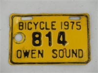 1975 OWEN SOUND BICYCLE PLATE
