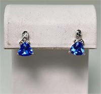 Sterling Tanzanite/Diamond Earrings 4 Grams