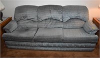 OLDER BLUE FABRIC SOFAS, LOVE SEAT WITH ASSORTED
