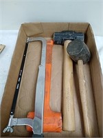 Group of hammers with hacksaw