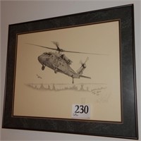 HELICOPTER DRAWING SIGNED BY PAUL FRETTS 1990 24