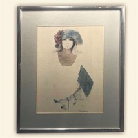 Vintage Christine Rosamond Print Denim & Silk