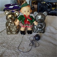 Vtg Teddy Bear banks & walking doll