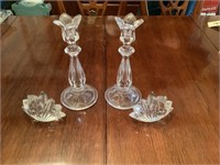 2 sets of glass candle holders