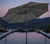 Sunvilla 10' Round Solar LED Market Umbrella -