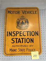 VINTAGE MOTOR VEHICLE INSPECTION STATION SIGN