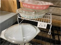 3 VINTAGE PYREX DIVIDED CASSEROLE DISHES