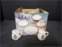 Stoneware Dinner Set w/ Christmas S/P Set