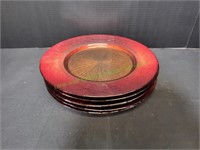 (6) Pier 1 Beamline Starburst Red Glass Plates