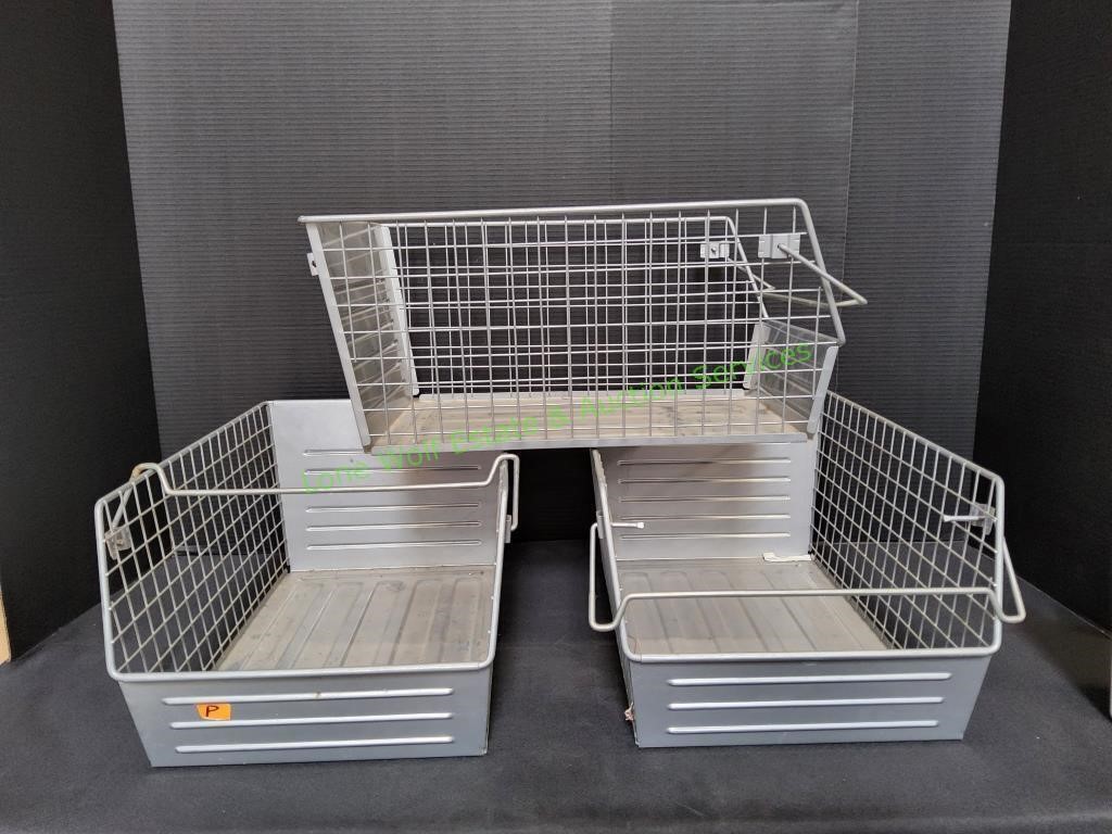 (3) Metal Shelf Baskets
