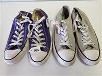 (2) Pairs of Converse Sneakers Purple Sz 8, Grey