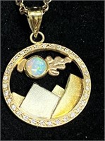 14KT ROSE/GOLD 32 VVS-2 DIA/OPAL NECKLACE