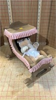 Wooden crib, decor with critter