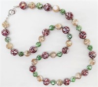 "MILLEFIORI" Type Glass Bead Necklace-26" Long