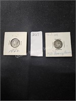1920 & 1942 mercury dimes (display area)